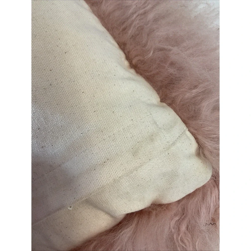West Elm dyed Lamb Fur‎ Pillow Pink With Insert Shaggy fluffy 16 x 16